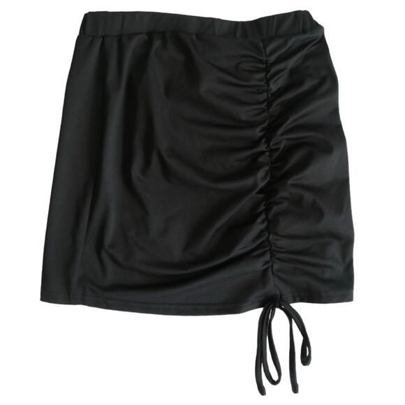 Vintage Dresses & Skirts - VTG Womens Stretch Bodycon Satin Mini Skirt, Pull On Party Skirt Black XS